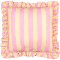 Furn Palm Royale Stripe Ruffle Printed Outdoor Cushion in Yellow | Size: 50 cm x 50 cm