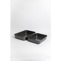 MasterClass Set of Non-Stick Large Roasting Pan, 39x28x7cm, 34x26x7cm in Dark Grey | Size: 39 x 28 x 7 cm