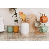 KitchenCraft Idilica Kitchen Tools & Holder Set in Cream
