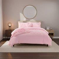 Snug City Super Soft Teddy Duvet Cover Set Heart Embossed Cozy Fleece Bedding in Pink | Size: King