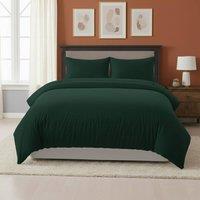 Snug City Embossed Stripe Duvet Cover Soft Microfibre Bedding with Pillowcases in Green | Size: Single