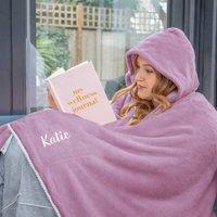 Duncan Stewart Personalised Hooded Sherpa Blanket in Lavender