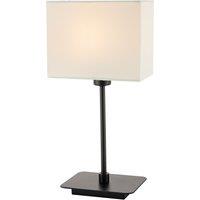 Happy Homewares Contemporary Bedside Table Lamp with White Cotton Fabric Shade in Black
