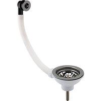 Balterley Fireclay Sink Basket Strainer Waste with Overflow Brushed Pewter 90mm in Silver