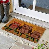 Marco Paul Tan Coir Owl Family Nonslip Doormat 45x75cm | Size: Medium