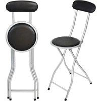Gr8 Home Folding Bar Stool Kitchen Breakfast Padded High Back Chair in Black