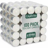 Globrite 100 Pack Unscented Tea Lights - 8 Hour Burn Tealight Candles in White