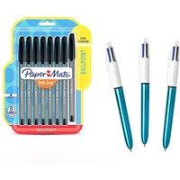 Bic 8 Packs InkJoy 100ST Ballpoint Black & 4 Color Ballpoint Pens 3 Counts