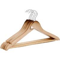 Orwell Wooden Flat Hanger with Trouser Bar 6pk in Light Brown