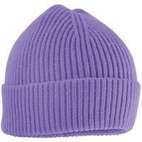 Beechfield Rib Knit Stretch Wide Cuff Beanie Hat - Soft, Flexible in Violet