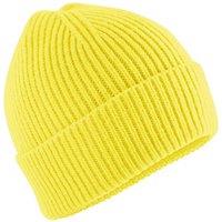 Beechfield Rib Knit Stretch Wide Cuff Beanie Hat - Soft, Flexible in Lemon