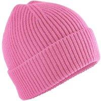 Beechfield Rib Knit Stretch Wide Cuff Beanie Hat - Soft, Flexible in Pink