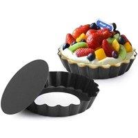 VOGREX 6x Non-Stick Round Tart Pan Baking Tray Flan Quiche Tin in Black
