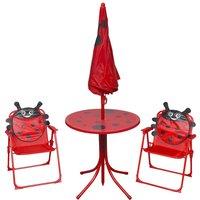 Berkfield Home 3 Piece Kids' Garden Bistro Set with Parasol Red