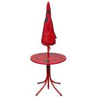 Berkfield Home Sturdy 3 Piece Kids' Garden Bistro Set with Parasol Red