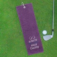 Duncan Stewart Men's Tri-Fold Golf Towel Embroidered With Cheeky Clean Your Balls Logo in Aubergine