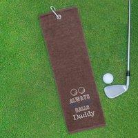 Duncan Stewart Men's Tri-Fold Golf Towel Embroidered With Cheeky Clean Your Balls Logo in Chocolate