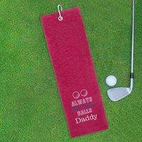 Duncan Stewart Men's Tri-Fold Golf Towel Embroidered With Cheeky Clean Your Balls Logo in Burgundy