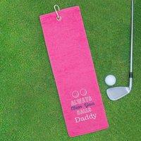 Duncan Stewart Men's Tri-Fold Golf Towel Embroidered With Cheeky Clean Your Balls Logo in Fuchsia