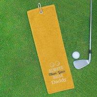 Duncan Stewart Men's Tri-Fold Golf Towel Embroidered With Cheeky Clean Your Balls Logo in Mustard