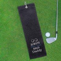 Duncan Stewart Men's Tri-Fold Golf Towel Embroidered With Cheeky Clean Your Balls Logo in Black