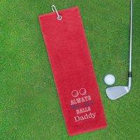Duncan Stewart Men's Tri-Fold Golf Towel Embroidered With Cheeky Clean Your Balls Logo in Red