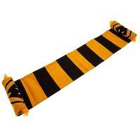 Wolverhampton Wanderers FC Men's Jacquard Knitted Scarf with Fringe Stripe Detail in Black