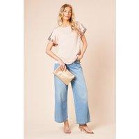 Dorothy Perkins Women's Short Sleeve T-Shirt Sequin Blouse in Blush | Size: 12