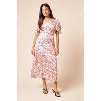 Dorothy Perkins Women's Petite V Neck Angel Sleeve Midi Dress in Pink | Size: 10