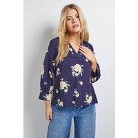 Dorothy Perkins Women's Navy Floral Printed Overhead Shirt | Size: 14