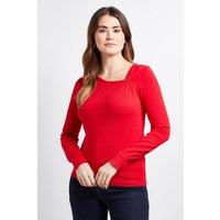 Wallis Women's Asymetric Gathered Knitted Jumper in Red | Size: Small