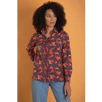 Klass. Women's Koi Carp Fish Printed Shirt in Grey | Size: 14