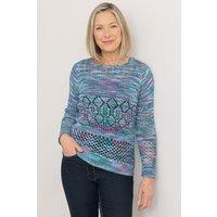 Anna Rose Women's Open Knit Space Dye Jumper in Purple | Size: XL