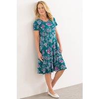Anna Rose Women's Textured Floral Printed Dress in Green | Size: 10