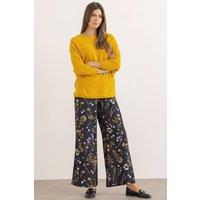 Klass. Women's Wide Leg Botanical Print Trousers in Black | Size: 10