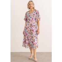 Anna Rose Women's Textured Floral Print Dress in Dusty Pink | Size: 10