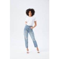 Urban Bliss Women's Lola Ripped Mom Jean in Blue | Size: 6