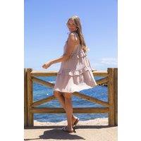 South Beach Women's Tie Shoulder Bead Detail Mini Dress in Taupe | Size: 14