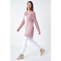 Roman Women's Sequin Knit Longline Cardigan in Light Pink | Size: 10