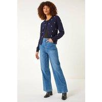 Roman Women's Bow Embroidered Cardigan in Navy | Size: 10