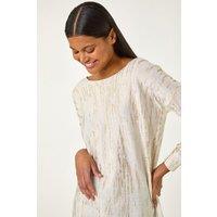Roman Women's Foil Shimmer Tunic Knit Jumper in Gold | Size: 14