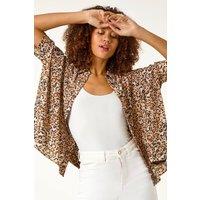 Roman Women's Animal Print Relaxed Blouse in Tan | Size: 18