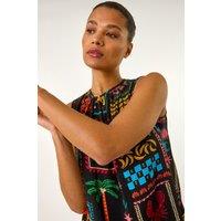 Roman Women's Holiday Print Vest Top in Black | Size: 12