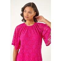 Roman Women's Lace Angel Sleeve Top in Magenta | Size: 16