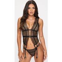 Ann Summers Women's Hailey Crotchless Cami Suspender Set in Black | Size: Small