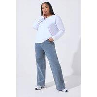 Yours Women's '86' Wide Leg Jeans in Blue | Size: 18