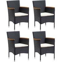 Berkfield Home Garden Dining Chairs 4 pcs Poly Rattan Black