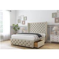 Comfort Beds Emily Plush Divan Base 2 Drawers - 54 Wingback-Footboard in Cream | Size: King