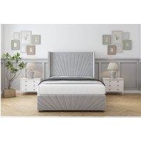 Comfort Beds Sunrise Plush Divan Base No Drawers - 54 Wingback-Footboard in Silver | Size: Double