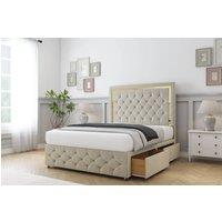 Comfort Beds Sofia Gold Plush Divan Base 2 Drawers - 26 Headboard-Footboard in Cream | Size: Double